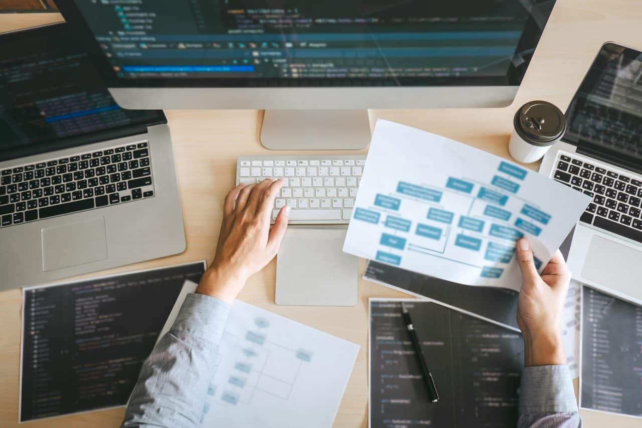 developer at desk doing site audit